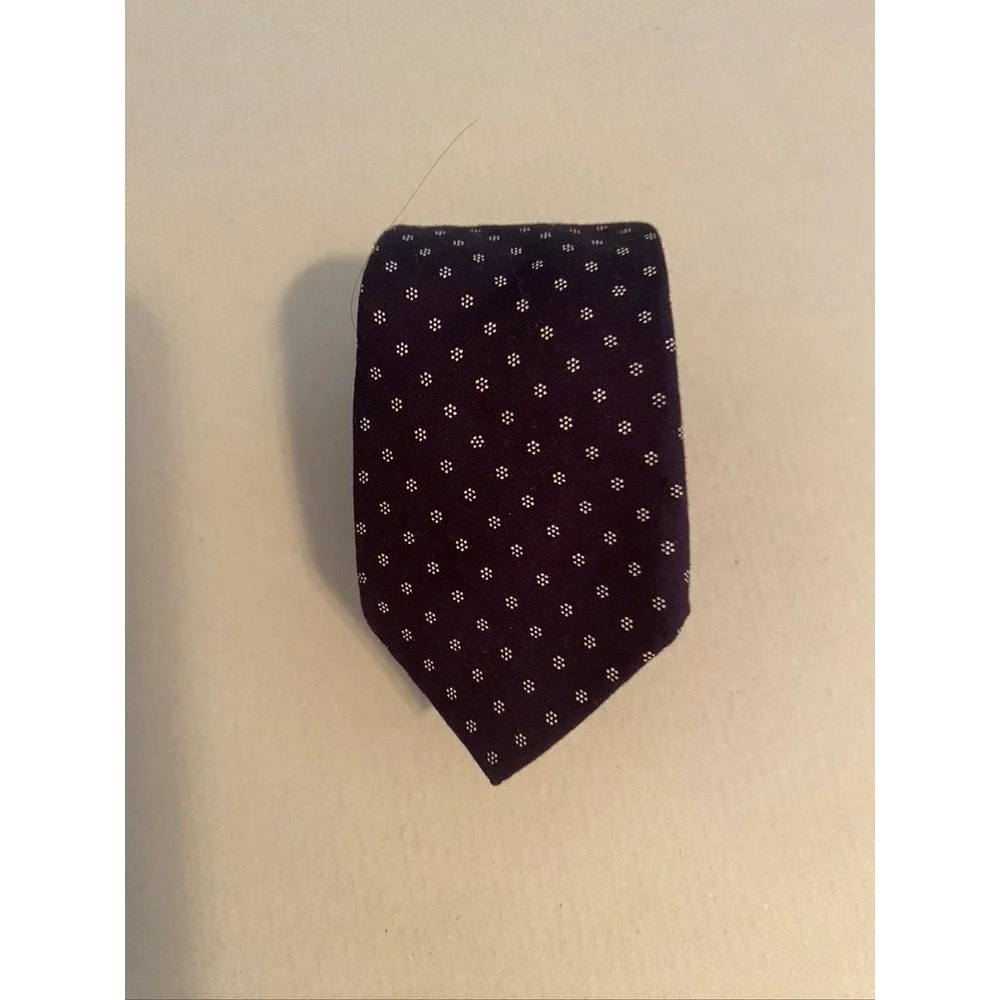 Old Navy Boys Navy Blue‎ White Floral Pin Dot Necktie XS 5 Regular Cotton